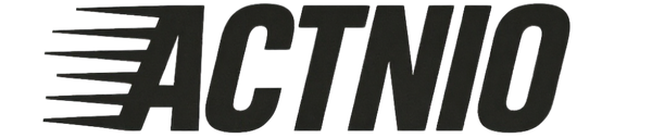 Black 'ACTNIO' logo on a white background